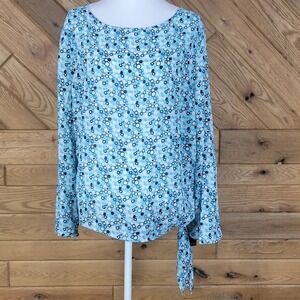 Apostrophe Womens Sheer Tunic Top Plus Size 18W Bubble Print Blue Multicolor NWT